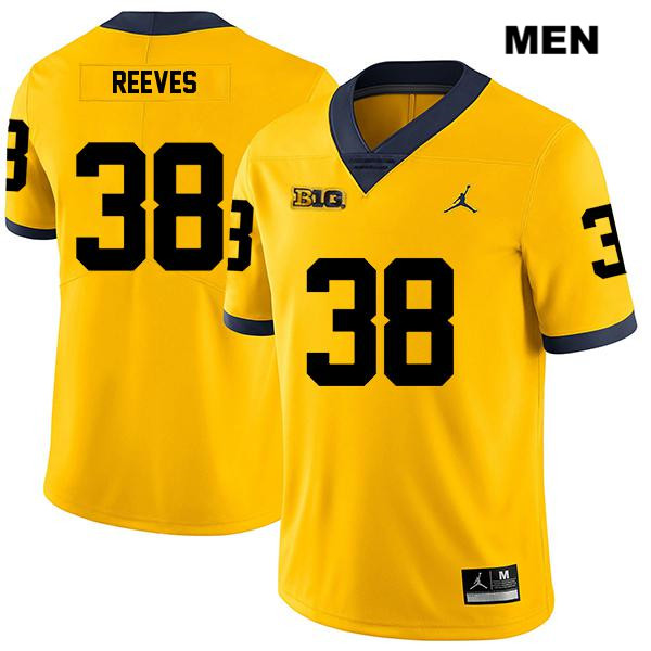 Men's NCAA Michigan Wolverines Geoffrey Reeves #38 Yellow Jordan Brand Authentic Stitched Legend Football College Jersey OT25J68SC
